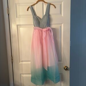 NEW C Wonder Christian Siriano Ombre Cherry Blossom Pink to Mint Organza Dress